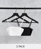 Monki Alissa Recycled 2 Pack Cami Crop Top In Black And White