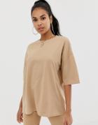 Asos Design Superoversized T-shirt With Wash In Sand - Pink