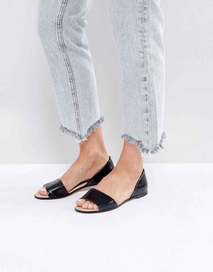 London Rebel Two Part Flat Sandal - Black