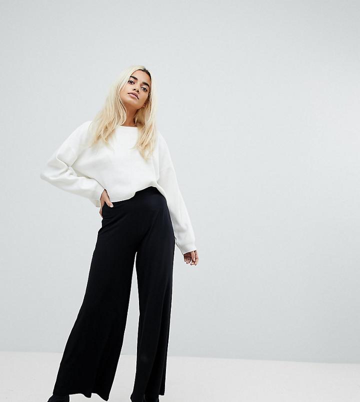 Asos Petite Basic Wide Leg Pants - Black