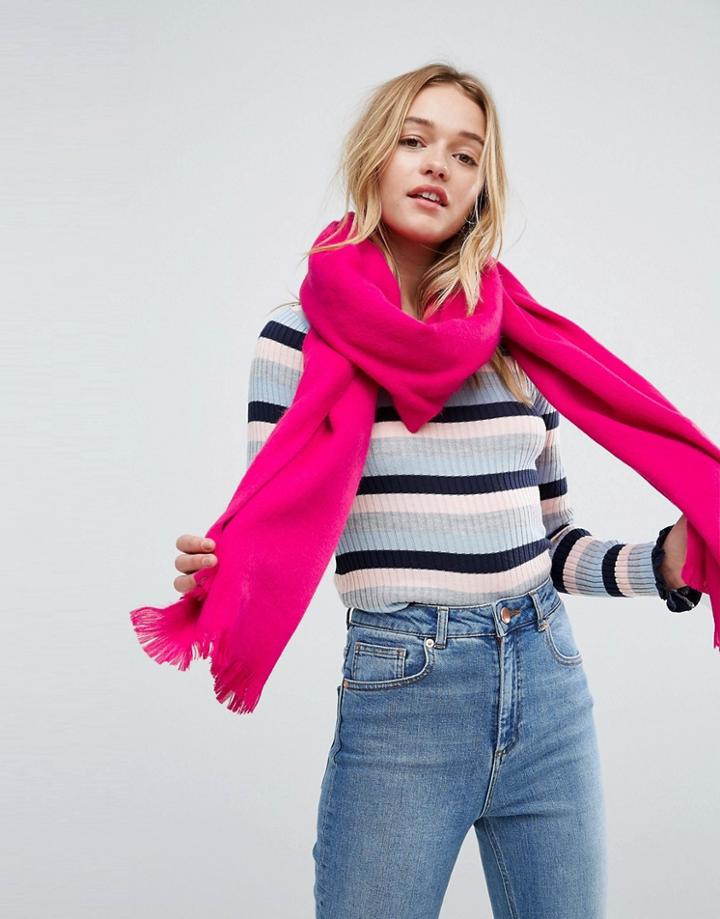 Asos Supersoft Long Woven Scarf In Hot Pink - Pink