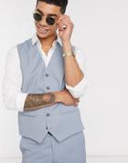 Jack & Jones Premium Super Slim Fit Wool Blend Suit Vest In Light Blue-blues