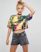 New Look Large Sequin Top - Pink