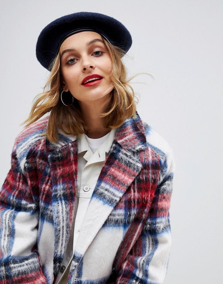 Asos Design Navy Bound Edge Beret - Navy
