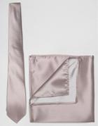 Asos Wedding Tie And Pocket Square Pack In Dark Pink - Dark Pink