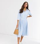 Glamorous Tall Midi Shift Dress With Pleated Skirt In Vintage Floral-blue