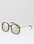 Somedays Lovin Round Sunglasses With Gold Revo Mirror Lens - Black