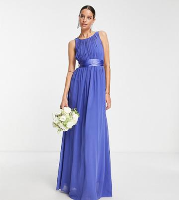 Little Mistress Tall Bridesmaid Chiffon Maxi Dress In Blue