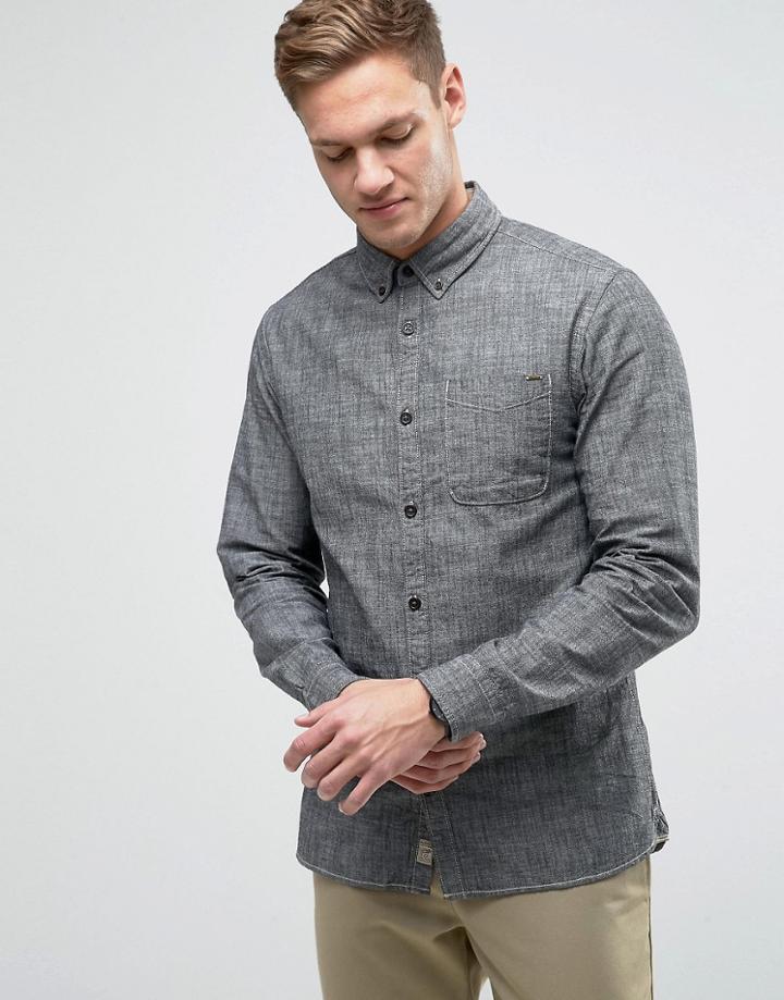 Jack & Jones Vintage Shirt With Button Down Collar In Regular Fit - Black