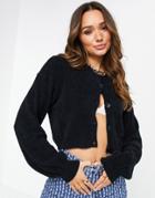 Na-kd Brushed Crop Cardigan In Black