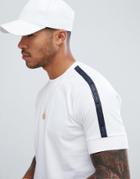 Armani Exchange Pique T-shirt With Taped Sleeves In White - White