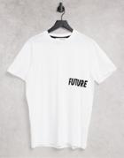 Selected Homme T-shirt With Future Print In White-black