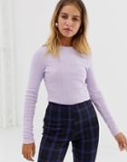 New Look Crew Neck Top In Lilac - Purple
