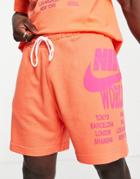 Nike World Tour Pack Graphic Shorts In Orange