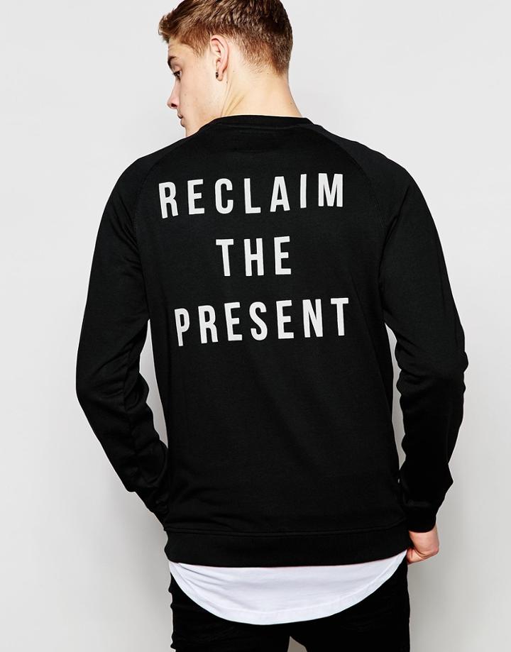Jack & Jones Sweatshirt With Reflective Back Print - Black