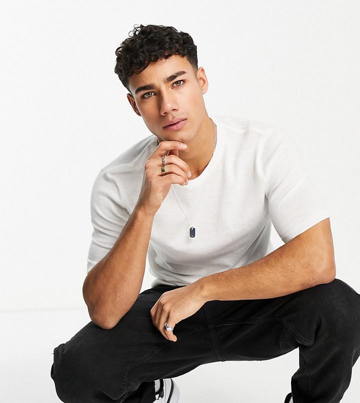 Asos Design Muscle Fit Knitted T-shirt In White