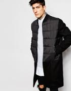 Asos Longline Bomber Jacket With Quilted Body - Black