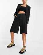 Selected Femme Wide Leg Shorts In Black - Part Of A Set