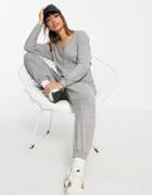 Asos Design Fluffy Oversized Jumpsuit In Gray-green