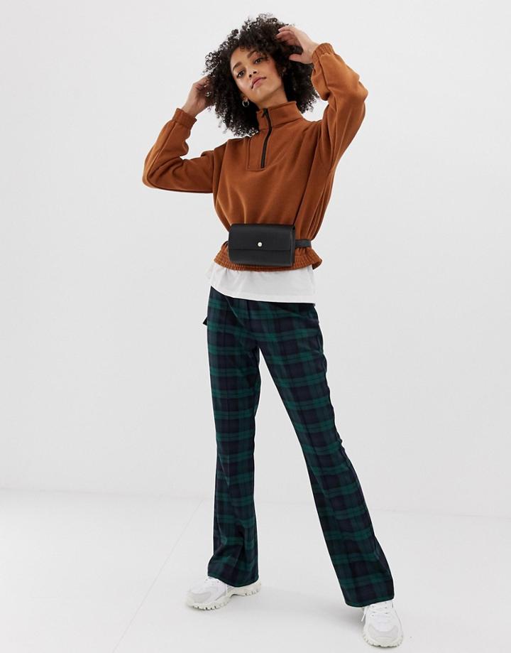 Asos Design Slim Kick Flare Pants In Nightwatch Check - Multi