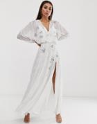 Asos Design Batwing Maxi Dress With Delicate Occasion Embellishment - Multi