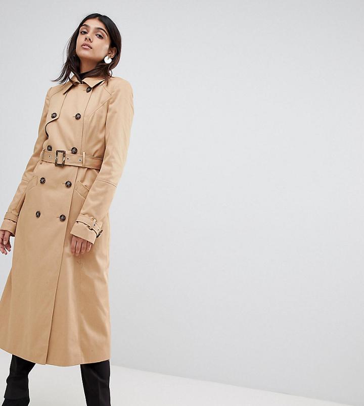 Asos Design Tall Longline Trench Coat-stone