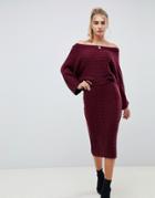 Asos Design Two-piece Cable Midi Skirt - Red