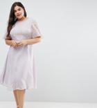 Asos Design Curve Delicate Lace Applique Midi Dress-blue