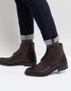 Ben Sherman Military Lace Up Boots In Brown Leather - Brown