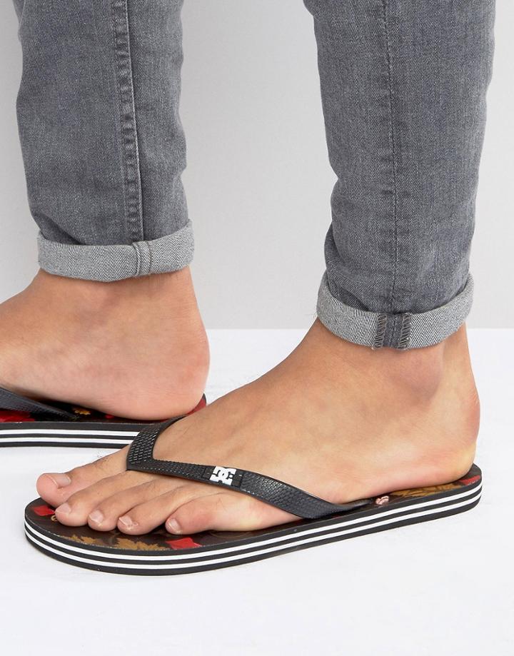 Dc Poppy Flip Flops - Black