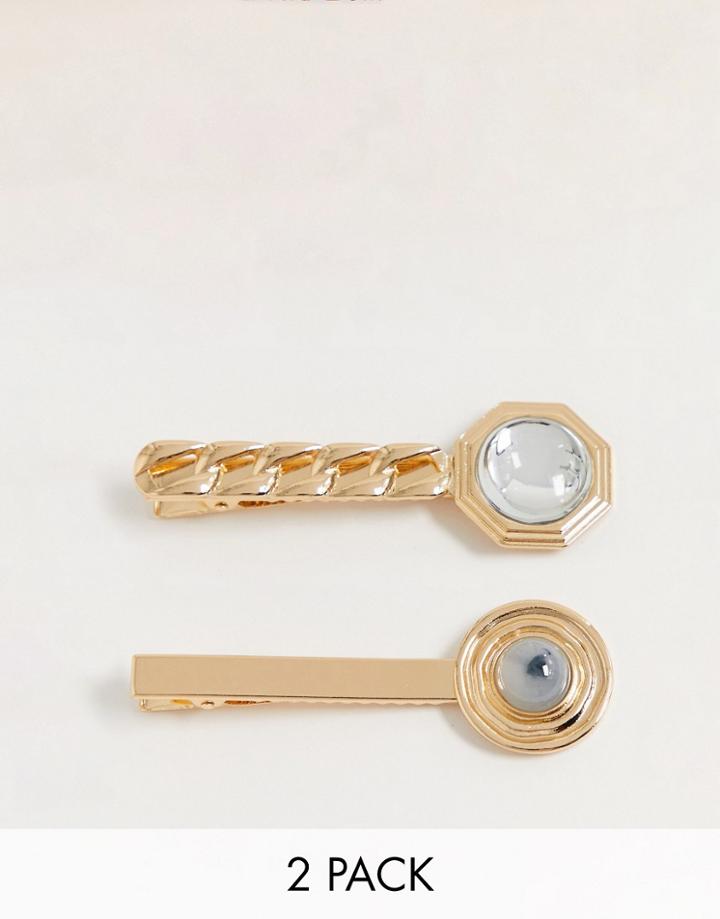 Asos Design Pack Of 2 Stone & Gem Hair Slides