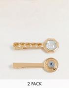 Asos Design Pack Of 2 Stone & Gem Hair Slides