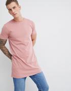 Asos Design Super Longline T-shirt In Pink - Pink