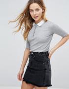 Brave Soul Rib 3/4 T-shirt - Gray