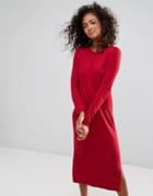 Esprit Midi Knit Dress - Red