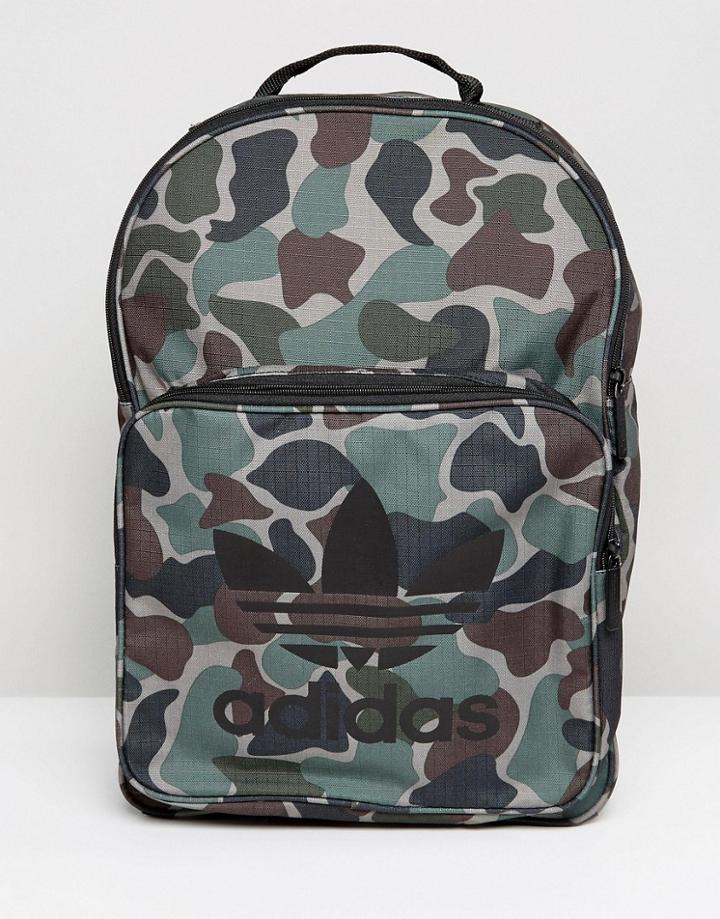 Adidas Originals Classic Backpack In Camo - Green