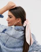 Asos Design Bow Hair Scarf In Blush Pink Satin Style Fabric - Pink