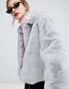Story Of Lola Cropped Faux Fur Collared Jacket - Gray