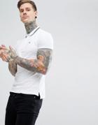 Emporio Armani Tipped Logo Polo In White - White
