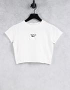 Reebok Small Central Logo Super Cropped High Neck T-shirt In White