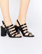 Truffle Collection Multi Buckle Block Heeled Sandals - Black