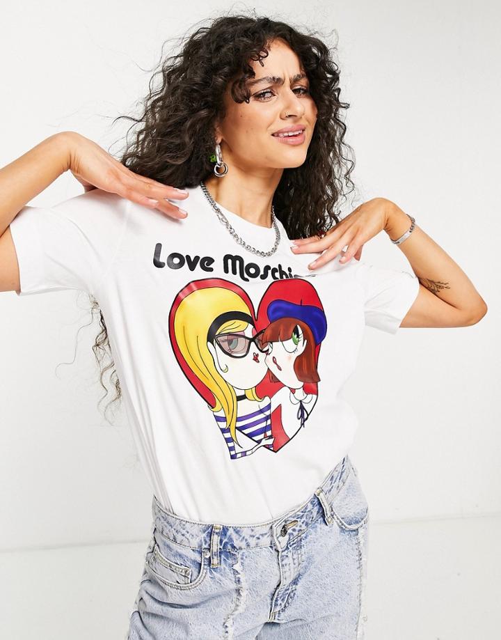 Love Moschino Heart Dolls T-shirt In White