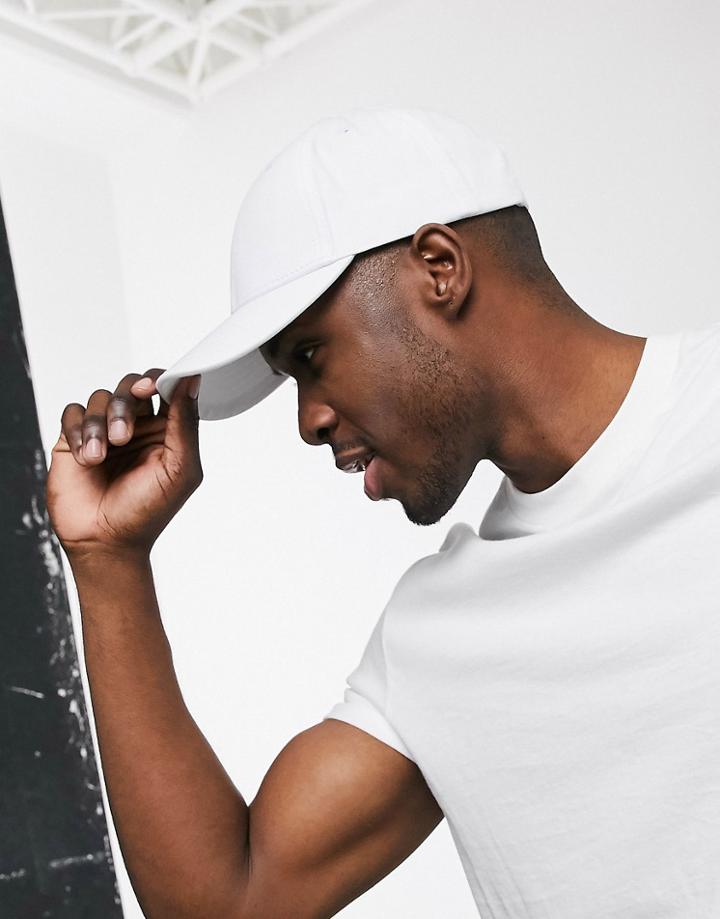 Asos Design Baseball Cap In White Cotton