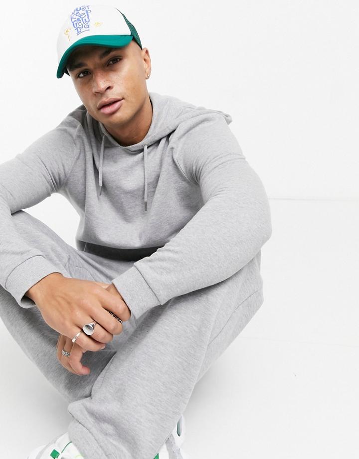 Asos Design Trucker Cap In White And Green With Embroidery