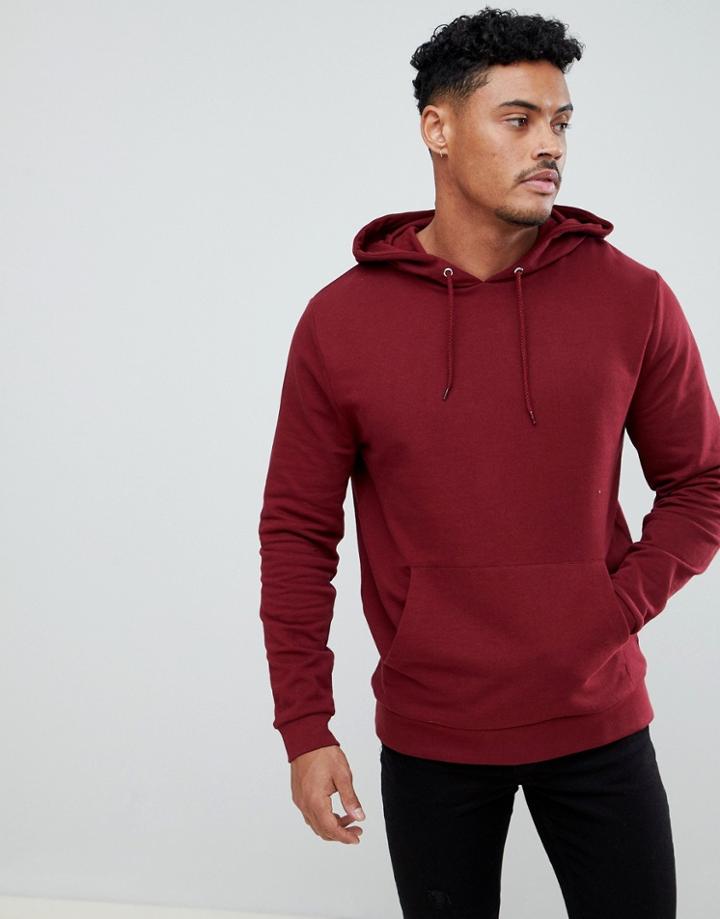 Asos Design Hoodie In Burgundy - Red