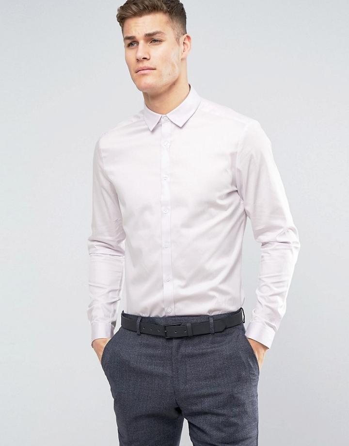Asos Wedding Stretch Slim Sateen Shirt In Lilac - Purple