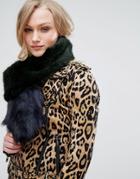 Bandits Premium Faux Fur Cross Through Scarf - Green