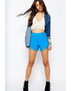 Asos Jersey Shorts With Tassels - Blue