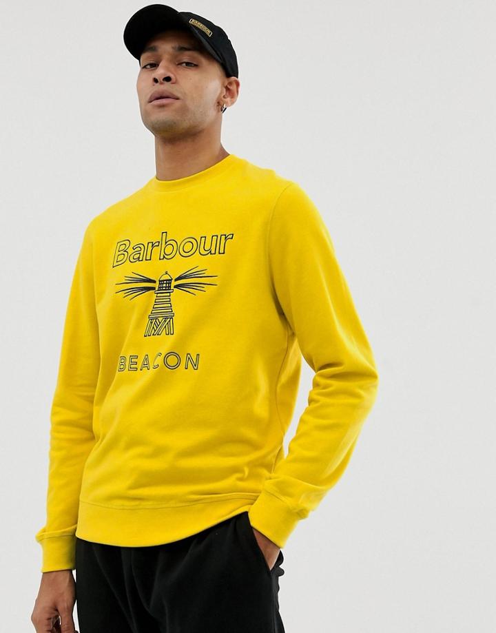 Barbour Beacon Stitch Crew Neck Sweat In Yellow