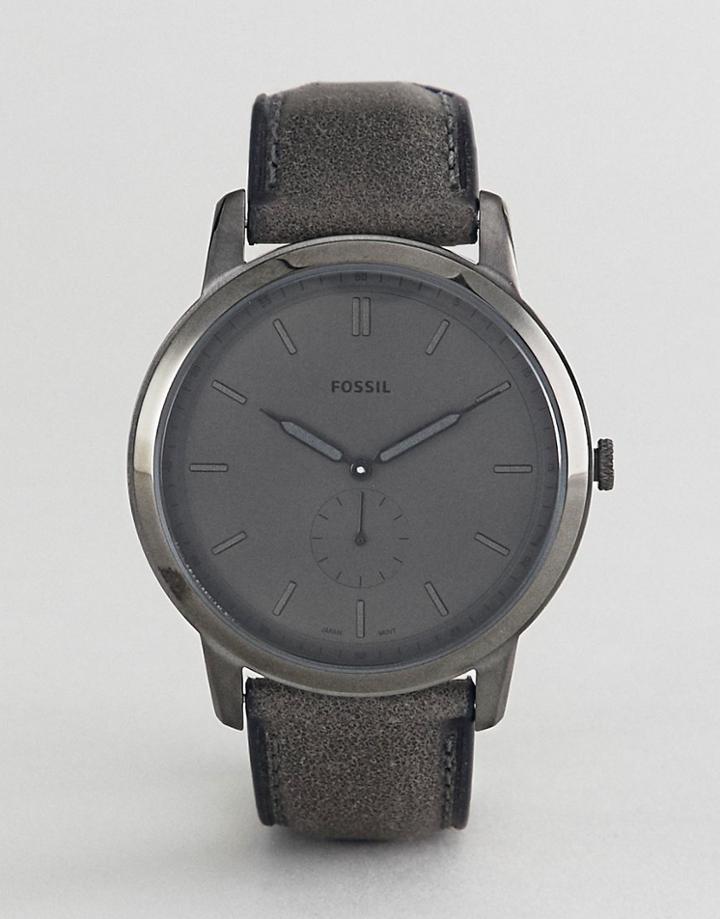 Fossil Fs5445 The Minimalist Leather Watch In Smoke Gray - Gray